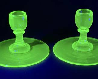 Uranium UV Glass Candle Sticks