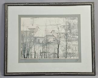 Winter Village' Artist Proof Etching Lithograph