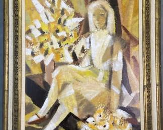 Abstract Cubist Oil Painting Portrait of a Girl