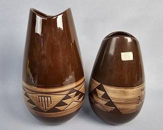 A Pair of Native American Sioux Pottery Vases