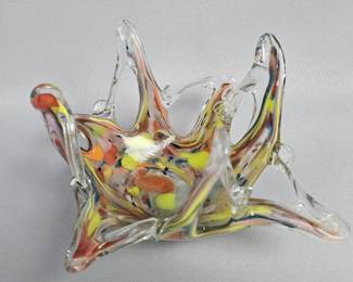 Murano Stretched Art Glass Centerpiece Bowl