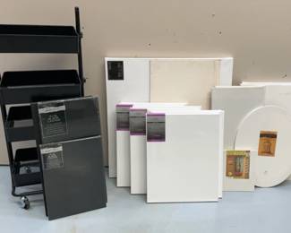 Assorted Size Canvas Boards Storage Rack