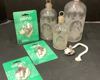 Vintage Etched Glass Oil Lanterns