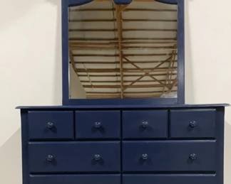 Blue Wood Dresser W Mirror