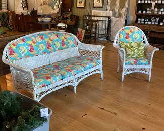 Reupholstered wicker furniture