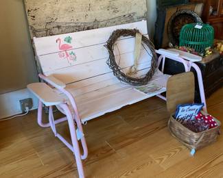 1960’s refinished glider, antique mantle