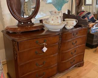 Vintage dresser, antique mirror