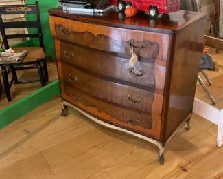 Antique dresser, typewriter, vintage toys