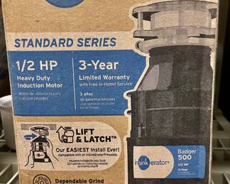 N150. Brand new, never out of the box InSinkErator Badger 500 garbage disposal $45