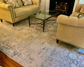 F908 13’x9’ contemporary gray-taupe blend woven rug $950