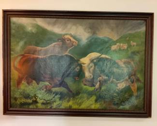 B146 49”x29” Ernest Watson 1884 vintage oil painting $250