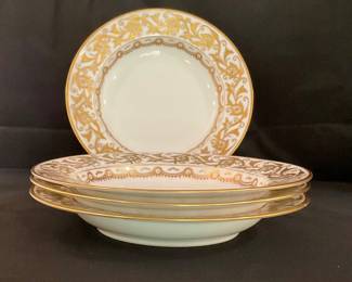 B-115 Set of 4 Limoges &Austria “Imperial Vienna” gilt rim soup bowls $75