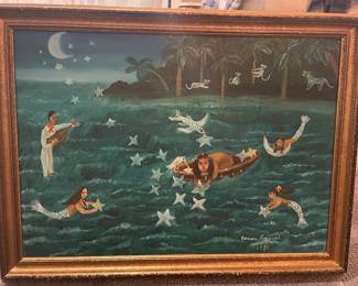 B99 Signed Carmen Esquivel painting; Mexican folk art influence $200