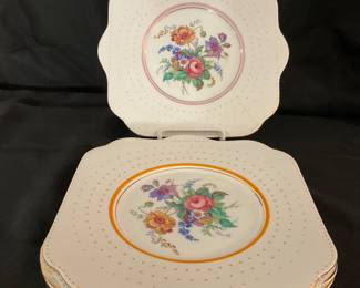 B102. Set of 5 vintage square porcelain plates $35
