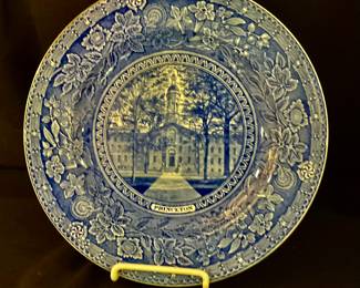 B174 Princeton University blue transferware commmerative plate $25