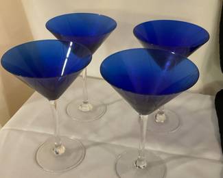 B105. Set of 4 cobalt blue martini glasses. $16