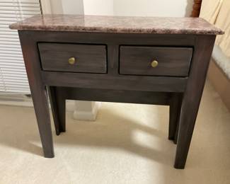 U804. Small 2drawer console with faux granite top 32”x30” $30