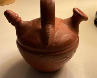 A731. 6”x6”. Handcrafted double-spout terracotta vessel $8