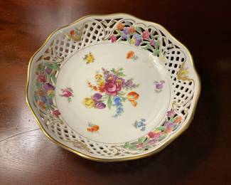 A700. Hand-painted reticulated porcelain bowl $45