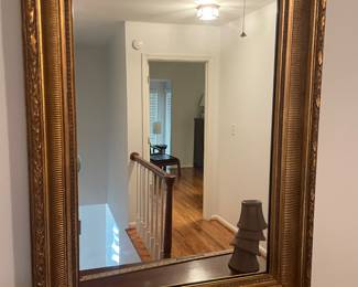 U135. 27” x 38” Ornate gold gilt wall mirror $125