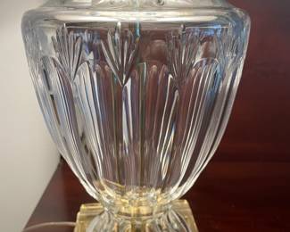 A771A771 Cut crystal table lamp with brass base and fabric shade $95