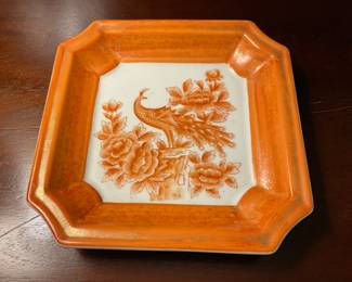 A707. Japanese Akae-style hand painted square porcelain dish $15
