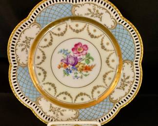 B-107. Set of 6. Schumann Bavaria reticulated porcelain cabinet plate 9” , $250