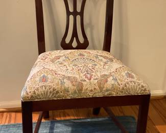 F903. Hickory dining chairs; 6 sides and 2 armed ; newly recovered in classic tapestry fabric, excellent condition $125 each