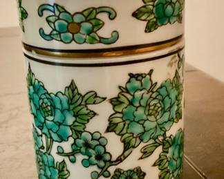 A719 Imari hand-painted lidded jar; 5”; repaired lid
$8