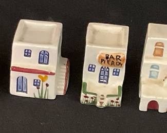 D531. hand-painted miniature ceramic village houses set of 4 $10