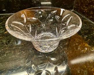 R105 5.5” x 3”Cut crystal bowl with leaf design $20