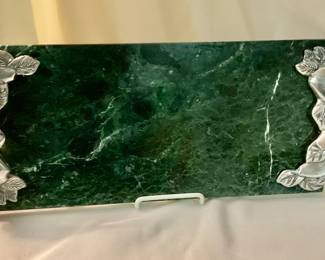 D621 Marble cheese board with silver-tone handles $12