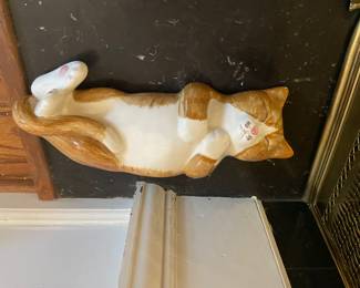 A1001 Reclining ceramic cat figurine $15