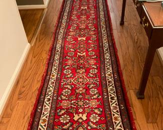 A715 13’6”x32” hand-woven wool Persian-style runner $325