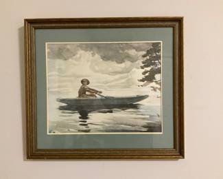 U11 18” x16” Framed “Boy in the Boat”. $25