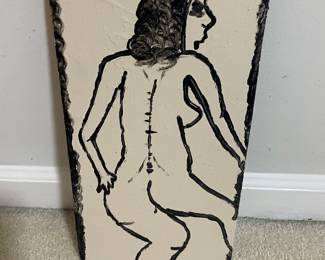 U 814 Primitive nude figure on wood panel  $30