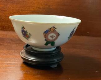 A706 Chinese Jingdezhen porcelain bowl with stand 3” $8