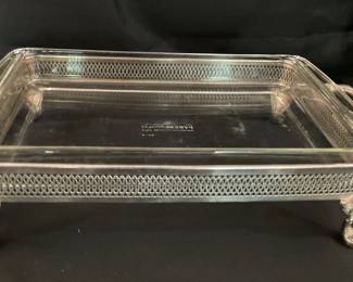 B125. 13” silver plate holder with dish $18