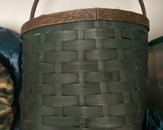 U810. Large green painted basket with handle $10