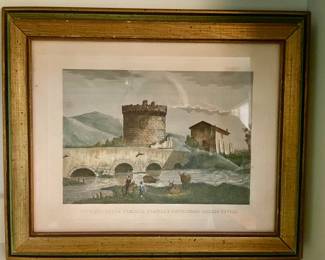A762 “Sepolcro Della Famiglia Plauzia e Ponte Lucano press Tivoli” hand colored engraving $85
Set of 4 $300