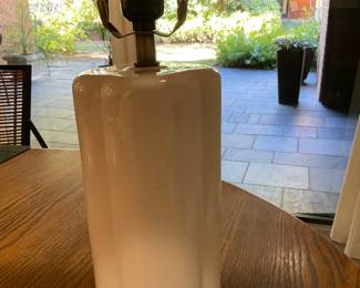 B130. 22”tall cream ceramic lamp