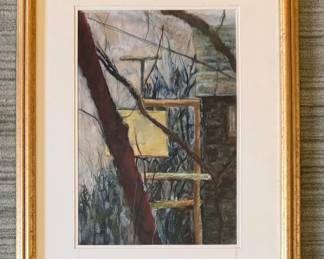 "Detail of a City Street" Pastel on Paper by C. B. Colman