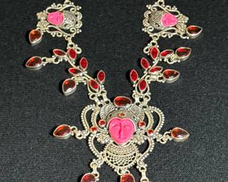 GOTHIC STYLED STERLING ANTIQUE VOLCANIC GLASS