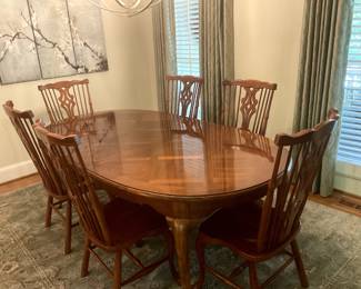 Solid wood dining room table and chairs