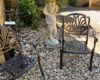 48” Cherub Bird Bath (sells used for $989.  Our price $400

2 nice outdoor chairs 