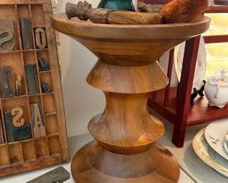 Vintage Herman Miller Eames Turned Stool in Walnut