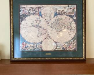 Framed & Matted Orbis Terrarum Nova et Accuratissima Tabula Old world Map Poster by Nicolaes Visscher