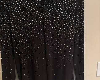 I-N-C Black Long Sleeve Blouse with Rhinestones