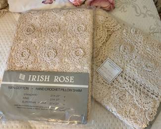 Irish Rose 100% Cotton Hand Crochet Pillow Shams