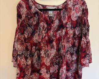 Catherines Red, Black & White Blouse – Size 1X